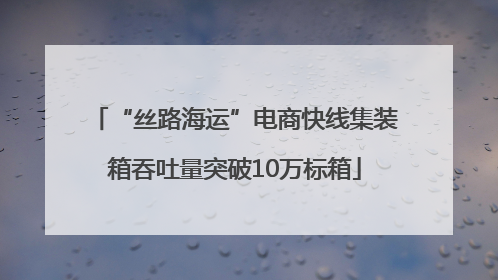 “丝路海运”电商快线集装箱吞吐量突破10万标箱