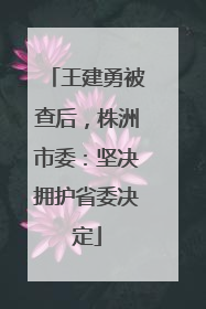 王建勇被查后，株洲市委：坚决拥护省委决定
