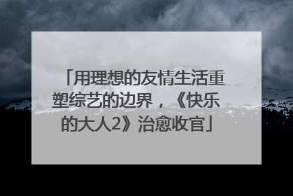 用理想的友情生活重塑综艺的边界，《快乐的大人2》治愈收官