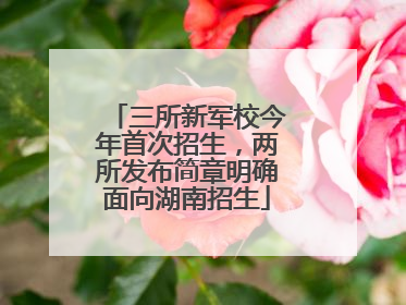 三所新军校今年首次招生，两所发布简章明确面向湖南招生