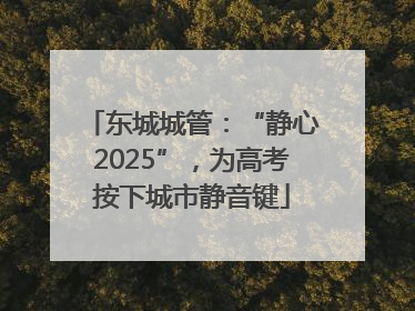 东城城管：“静心2025”，为高考按下城市静音键