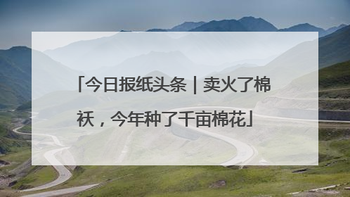 今日报纸头条｜卖火了棉袄，今年种了千亩棉花