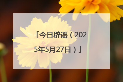 今日辟谣（2025年5月27日）