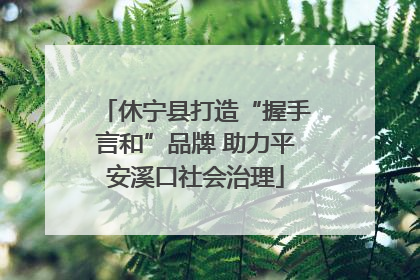 休宁县打造“握手言和”品牌 助力平安溪口社会治理