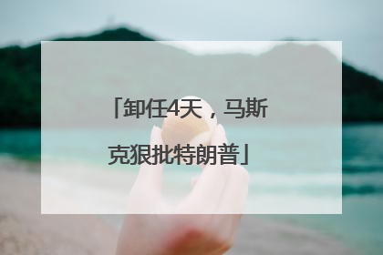 卸任4天，马斯克狠批特朗普