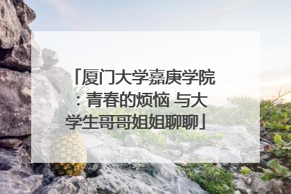 厦门大学嘉庚学院：青春的烦恼 与大学生哥哥姐姐聊聊