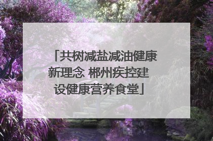 共树减盐减油健康新理念 郴州疾控建设健康营养食堂