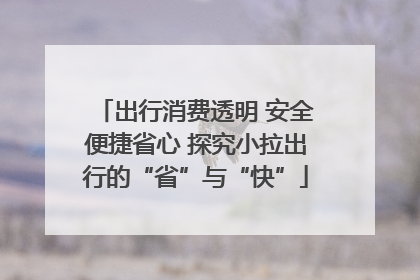 出行消费透明 安全便捷省心 探究小拉出行的“省”与“快”