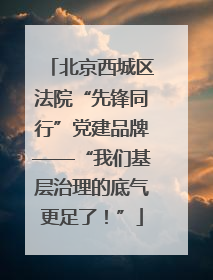 北京西城区法院“先锋同行”党建品牌——“我们基层治理的底气更足了！”