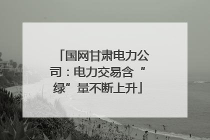 国网甘肃电力公司：电力交易含“绿”量不断上升