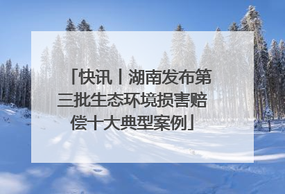 快讯丨湖南发布第三批生态环境损害赔偿十大典型案例