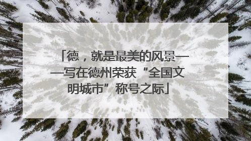 德，就是最美的风景——写在德州荣获“全国文明城市”称号之际