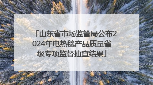 山东省市场监管局公布2024年电热毯产品质量省级专项监督抽查结果