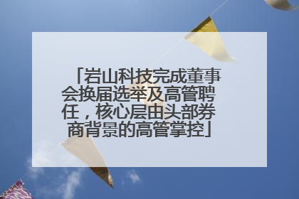 岩山科技完成董事会换届选举及高管聘任，核心层由头部券商背景的高管掌控