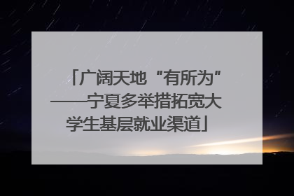 广阔天地“有所为”——宁夏多举措拓宽大学生基层就业渠道