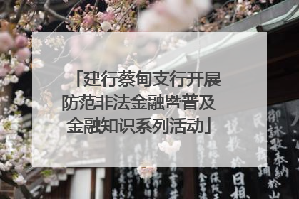 建行蔡甸支行开展防范非法金融暨普及金融知识系列活动