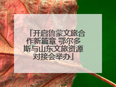 开启鲁蒙文旅合作新篇章 鄂尔多斯与山东文旅资源对接会举办