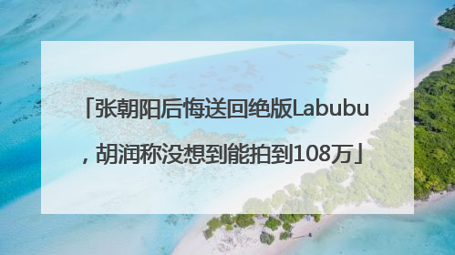 张朝阳后悔送回绝版Labubu，胡润称没想到能拍到108万