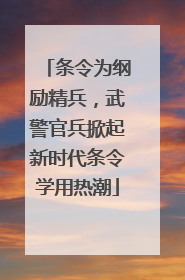 条令为纲励精兵，武警官兵掀起新时代条令学用热潮