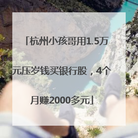 杭州小孩哥用1.5万元压岁钱买银行股，4个月赚2000多元