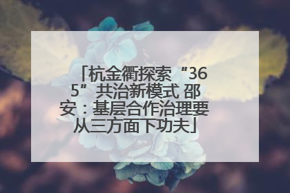 杭金衢探索“365”共治新模式 邵安：基层合作治理要从三方面下功夫