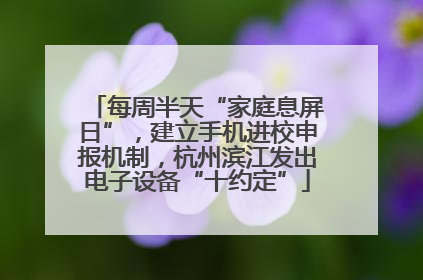 每周半天“家庭息屏日”，建立手机进校申报机制，杭州滨江发出电子设备“十约定”