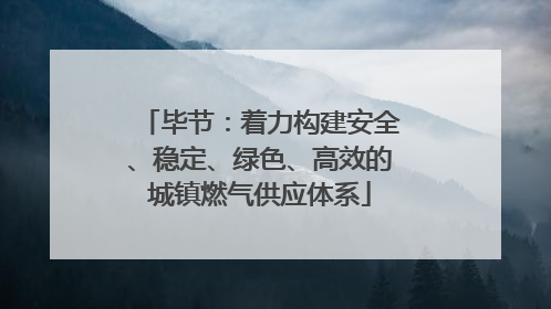 毕节：着力构建安全、稳定、绿色、高效的城镇燃气供应体系
