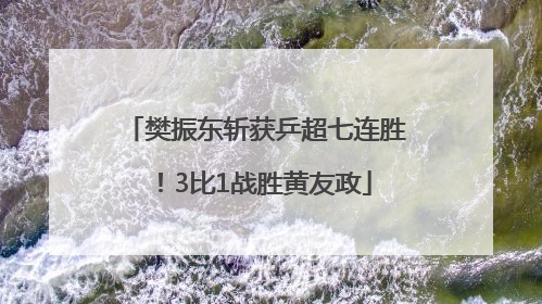 樊振东斩获乒超七连胜！3比1战胜黄友政