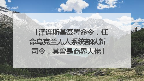 泽连斯基签署命令，任命乌克兰无人系统部队新司令，其曾是商界大佬