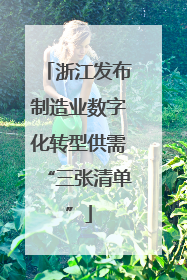 浙江发布制造业数字化转型供需“三张清单”