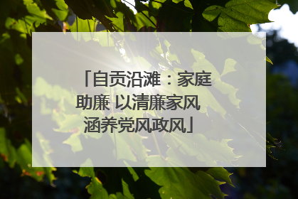 自贡沿滩：家庭助廉 以清廉家风涵养党风政风