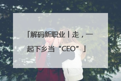 解码新职业丨走，一起下乡当“CEO”