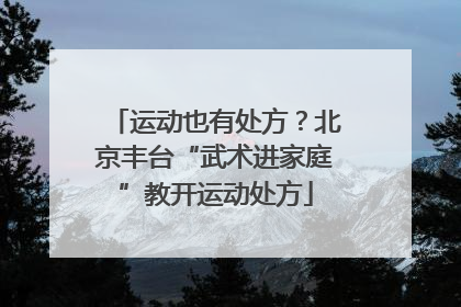 运动也有处方？北京丰台“武术进家庭”教开运动处方