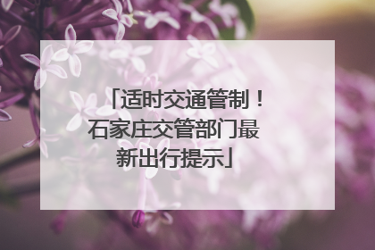 适时交通管制！石家庄交管部门最新出行提示