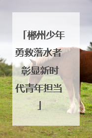 郴州少年勇救落水者 彰显新时代青年担当
