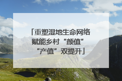 重塑湿地生命网络 赋能乡村“颜值”“产值”双提升
