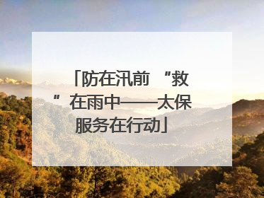 防在汛前 “救”在雨中——太保服务在行动