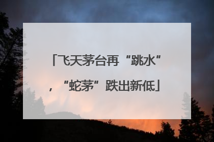 飞天茅台再“跳水”，“蛇茅”跌出新低