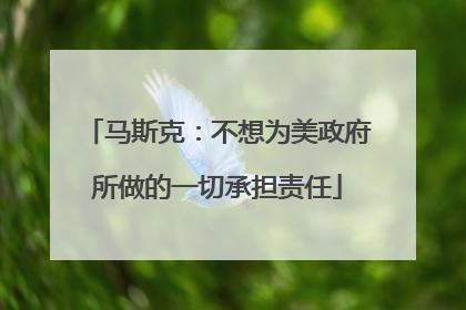 马斯克：不想为美政府所做的一切承担责任