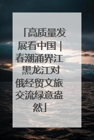 高质量发展看中国｜春潮涌界江 黑龙江对俄经贸文旅交流绿意盎然