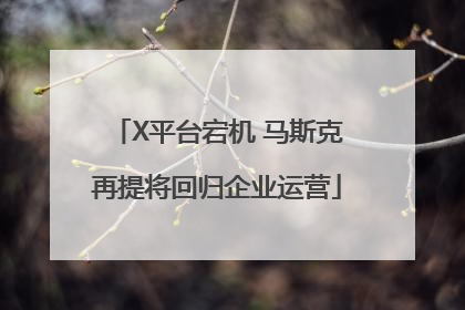 X平台宕机 马斯克再提将回归企业运营